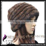 CX-C-36F Cheap Fur Hat Striped Knitted Women Mink Fur Hats thumbnail-3