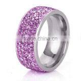 Pink Diamond Paving Titantium Steel Women Rings High Quality Steel Engagement Rings for Weeding Party 2016 thumbnail-2