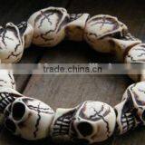 White Turquoise Skull Beads Bracelets Mens Skull Charm Bracelets for 2016 Halloween Day Gifts thumbnail-1