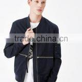 2017 Logo Custom Made Embroidered Patch Bomber Jacket 100% Polyester Black Zipper Pocket Jacket thumbnail-3