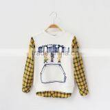 S33022W Spring Autumn Long Sleeve Shirt for Kids Grids Sleeve Joining Shirts thumbnail-4