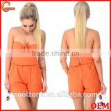 Comfortable fit strapless cotton playsuit simple jumpsuit with size pockets