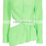 2017 OEM Girls Street Clothing Twisted Cut Fluore Green Blouse Designs thumbnail-6
