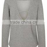 Wholesale 100% Cotton Sweatshirt Lightweight Cotton Sweatshirts Blank Backless Women Sweatshirt thumbnail-4