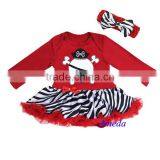 Baby Red Zebra Pirate Long Sleeves Bodysuit Pettiskirt and Headband NB-18M thumbnail-1