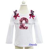 Girls Hot Pink Leopard 2nd Birthday White Long Sleeves Tee 1-7Y thumbnail-1