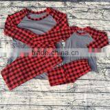 2017new wholesale family christmas pajamas sets girls cotton plaid pjs adults and child clothing sets