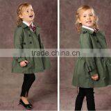 Latest Fashion Firls Clothing Double Buckle Long Sleeve Girls Trench Coat thumbnail-6