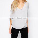 Grey Color Drape Neck New Style Top for Girls With Chiffon Material thumbnail-1