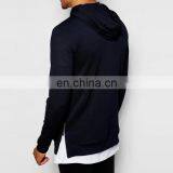 China Wholesale Men's Clothing Custom Streetwear Side Zipper Cheap Black Hoodies Sweatshirt thumbnail-3
