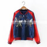 2016 Autumn fashion stand neck satin bomber/casual men's bomber jacket embroidery long sleeve bombers for OEM