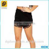 New arrival fashion clothing female jean women black tassel shorts pants