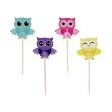 Colorful Owl Wood Picks Fruit Kabobs Skewers Cocktail Toothpicks Cupcake Appetizers Cake Toppers Signs Party thumbnail-1
