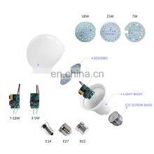 Salt Light Fitting 3w 5w 7w 9w 12w 15w E27 B22 Led Bulb Light Accessories Skd Parts Plastic Aluminum Housing Driver Pcb Board