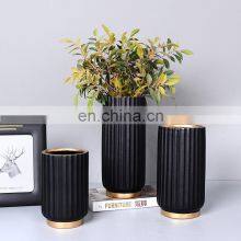 Hot Sales Nordic Modern Porcelain Black Matte Flowers Vases Ceramic Vase Pot Ornament for Festival Gift Wedding Decor thumbnail-3