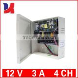 <4>Switching cctv camera 12v5amp 9 outputs power supply box with 12V 7AH battery charger