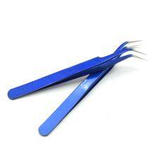 Dark Blue Eyelash Grafting High-precision Tweezers Blossom Set Eyelash Beautifying Tool Elbow Tweezers Sticker Cute thumbnail-3