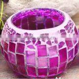 2015 Best-seller Romatic Round Mosaic Glass Candle Containers Wholesale