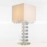 Office Decoration Glass Crystal Body Home Reading Table Lamp With Fabric Shade