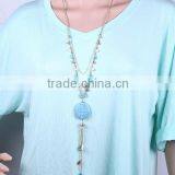 Turquoise Boho Necklace, Long Necklace, Bohemian Tassel Necklace, Tassel Charm Necklace thumbnail-1