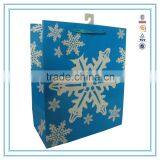 China Wholesale Handbags Blue Snowflake Drawing Tote Paper Bag thumbnail-5