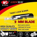 Plastic With Rubber Grip Handle 5pcs 9mm Blade Auto Lock Cutter Knife thumbnail-2