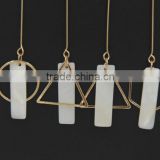 The Different Geometric Shape Long Chain Earrings With Rectangle Natural stone