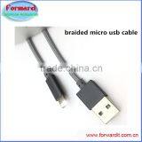 Grey 3ft micro usb braided cable 2a