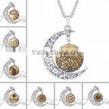 2016 New Silver Plated Customized Crescent Glass Cabochon Girls Charm Necklace Quality Choice thumbnail-1