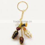 Multi Stone Tumble Golden Keyrings | Wholesale Keyrings From India