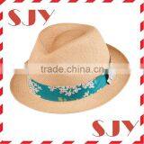 Solid Band Summer Cheap Straw Promotional Fedora Hat thumbnail-2