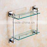 1202 Bathroom Accessory New A Square Double Glass Shelf Hotel Use Modern Kitchen thumbnail-6