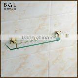 80237-g 2016 New Design Brass Gold Bathroom Accessories Glass Shelf