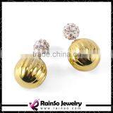 Silver,Gold And Gun Color Double Metal Wire Wrapped Sides Stud Earrings thumbnail-2