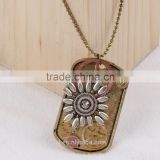 2015 yiwu fashion imitation jewelry hot sale steampunk necklace dog tag gear steam flower pendant cameo statement necklace