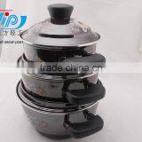 The Best Quality 3 Pcs Enamel Casserole With Metal Cover Beautiful Decal thumbnail-6