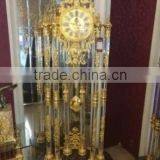 Magnificent Cast Metal Floor Clock, Bright Gold Gilt Finished Floor Standing Clock, 24K Gold Plated Floor Clock thumbnail-1