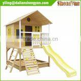 Large Wooden Painted Cubby House Furniture With Slide thumbnail-1