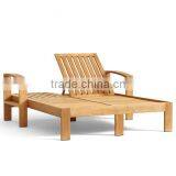 Solid Wood Double Garden Sun Lounger Wooden Beach Lounge Chair thumbnail-3