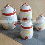 4pcs Stoneware Canister Set With Hand Painting thumbnail-1