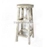 Distreesed Cream Tall Wooden Stool thumbnail-1