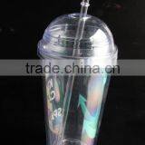 16oz Bpa Free Plastic Reusable Double Wall Tumbler With Dome Lid thumbnail-1