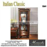 YB69 Antique Home Useful Living Room and Study Room Wooden and Glass Tall Display Cabinet With 2 Doors thumbnail-1