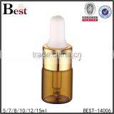 Cosmetic 5ml 10ml 12ml 15ml Amber Empty Essential Oil Bottle Perfume Glass Golden Aluminum Dropper Perfume Glass Bottle Factory thumbnail-1