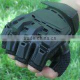 Mesh and Leather Black Cool Style Half Finger Coated Protective Combat Gloves thumbnail-1