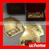 UCHOME Practical Artistic Gold Foil Plated Poker Playing Card Wooden Box Case For Present Gift thumbnail-2