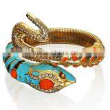 Showy Trendy Gem Oil Alloy Snake Arm Cuff Snake Bracelet thumbnail-1