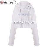 Oem Service Custom 100% Cotton Fleece Women Short Hoodies thumbnail-3