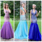 Patterns of Lace Tulle Beading Backless Evening Gown Dress thumbnail-1