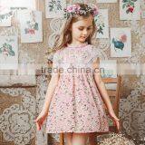 S60729B 2017 Printed Lace Neckline Children Floral Sleeveness Dress thumbnail-1